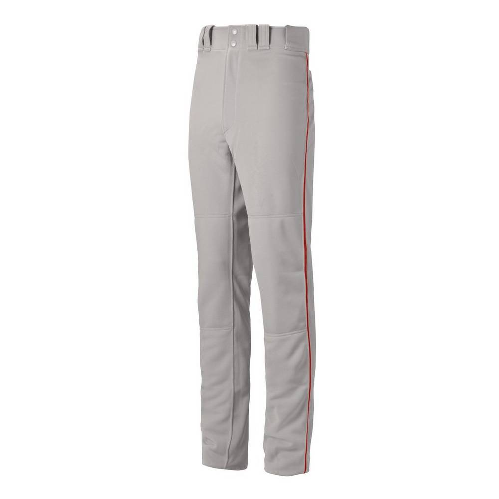 Mizuno Men's Premier Pro Piped Baseball G2 Pants Grey/Red (350387-SXB)